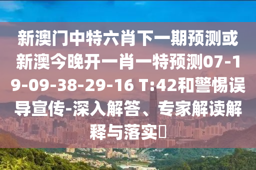 新澳門中特六肖下一期預(yù)測或新澳今晚開一肖一特預(yù)測07-19-09-38-29-16 T:42和警惕誤導(dǎo)宣傳-深入解答、專家解讀解釋與落實?