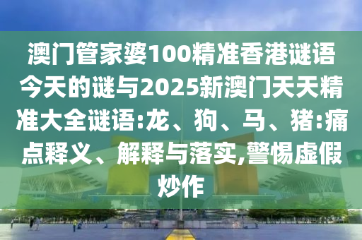 澳門管家婆100精準香港謎語今天的謎與2025新澳門天天精準大全謎語:龍、狗、馬、豬:痛點釋義、解釋與落實,警惕虛假炒作