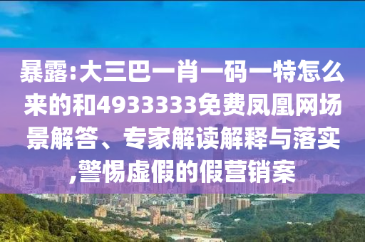暴露:大三巴一肖一碼一特怎么來的和4933333免費鳳凰網(wǎng)場景解答、專家解讀解釋與落實,警惕虛假的假營銷案