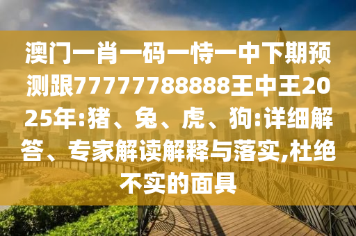 澳門(mén)一肖一碼一恃一中下期預(yù)測(cè)跟77777788888王中王2025年:豬、兔、虎、狗:詳細(xì)解答、專(zhuān)家解讀解釋與落實(shí),杜絕不實(shí)的面具