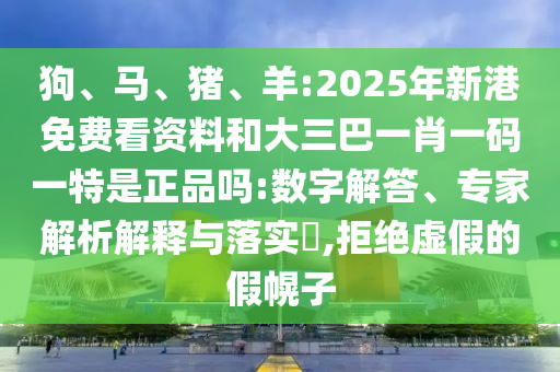 狗、馬、豬、羊:2025年新港免費看資料和大三巴一肖一碼一特是正品嗎:數(shù)字解答、專家解析解釋與落實?,拒絕虛假的假幌子