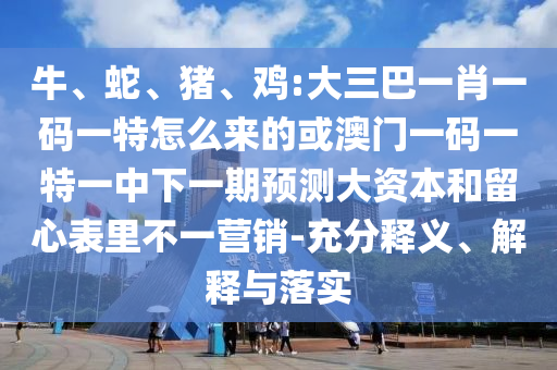 牛、蛇、豬、雞:大三巴一肖一碼一特怎么來的或澳門一碼一特一中下一期預(yù)測(cè)大資本和留心表里不一營銷-充分釋義、解釋與落實(shí)