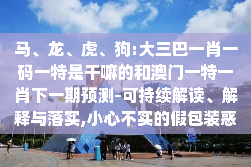 馬、龍、虎、狗:大三巴一肖一碼一特是干嘛的和澳門一特一肖下一期預(yù)測(cè)-可持續(xù)解讀、解釋與落實(shí),小心不實(shí)的假包裝惑