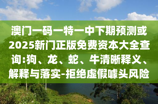 澳門一碼一特一中下期預(yù)測或2025新門正版免費資本大全查詢:狗、龍、蛇、牛清晰釋義、解釋與落實-拒絕虛假噱頭風(fēng)險