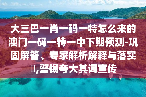 大三巴一肖一碼一特怎么來的澳門一碼一特一中下期預測-鞏固解答、專家解析解釋與落實?,警惕夸大其詞宣傳