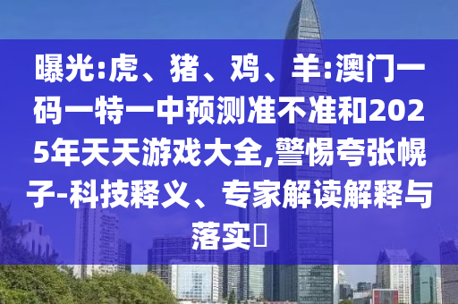 曝光:虎、豬、雞、羊:澳門一碼一特一中預(yù)測準(zhǔn)不準(zhǔn)和2025年天天游戲大全,警惕夸張幌子-科技釋義、專家解讀解釋與落實?