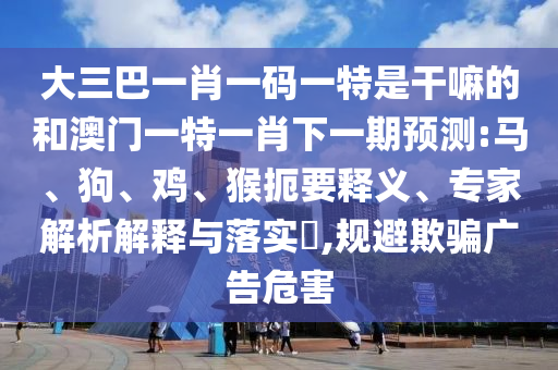大三巴一肖一碼一特是干嘛的和澳門一特一肖下一期預(yù)測(cè):馬、狗、雞、猴扼要釋義、專家解析解釋與落實(shí)?,規(guī)避欺騙廣告危害