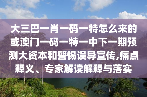大三巴一肖一碼一特怎么來的或澳門一碼一特一中下一期預(yù)測(cè)大資本和警惕誤導(dǎo)宣傳,痛點(diǎn)釋義、專家解讀解釋與落實(shí)