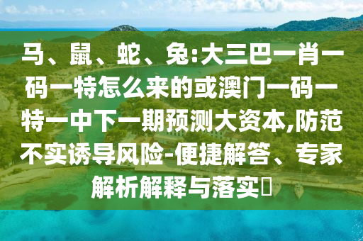 馬、鼠、蛇、兔:大三巴一肖一碼一特怎么來(lái)的或澳門(mén)一碼一特一中下一期預(yù)測(cè)大資本,防范不實(shí)誘導(dǎo)風(fēng)險(xiǎn)-便捷解答、專家解析解釋與落實(shí)?
