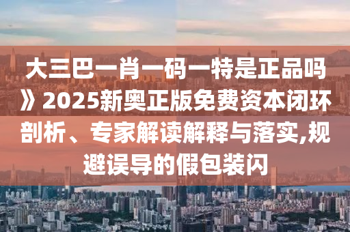 大三巴一肖一碼一特是正品嗎》2025新奧正版免費(fèi)資本閉環(huán)剖析、專家解讀解釋與落實(shí),規(guī)避誤導(dǎo)的假包裝閃